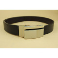 Mens Sleek Black Patent Faux Leather Square Plate Buckle Belt